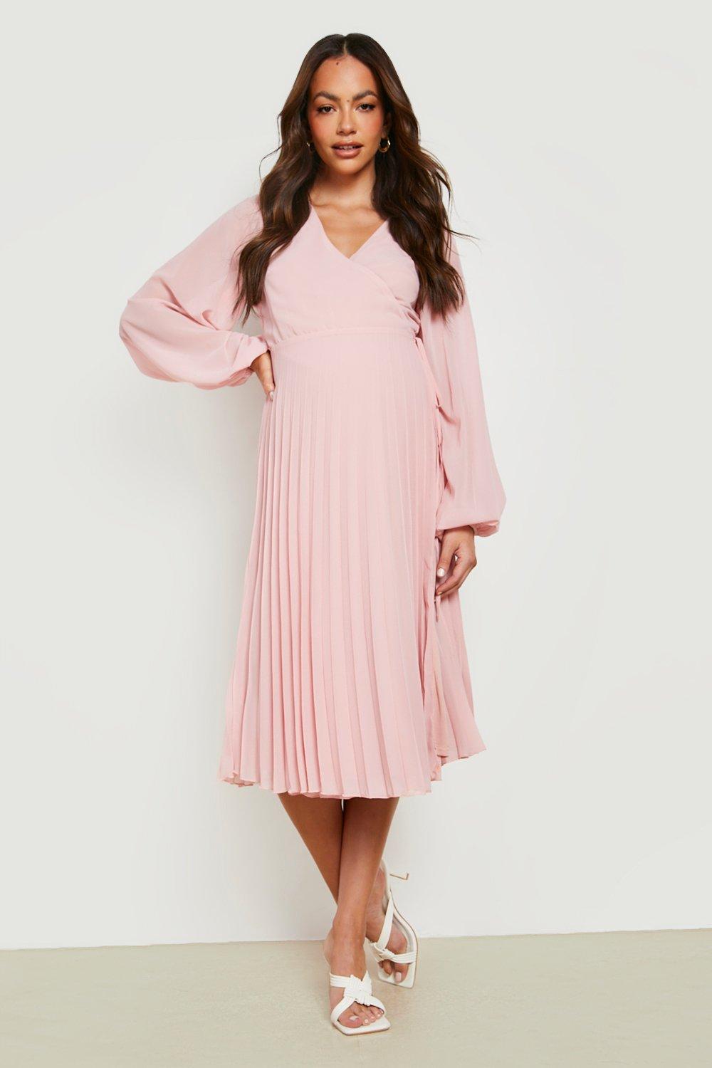 Boohoo pink maternity dress hotsell